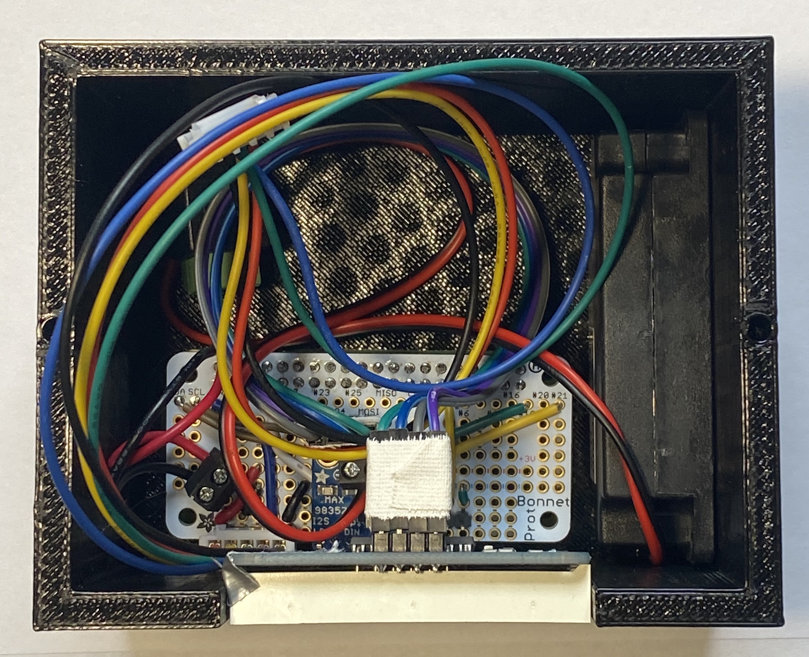 Components packed into the enclosure before the top goes
on.